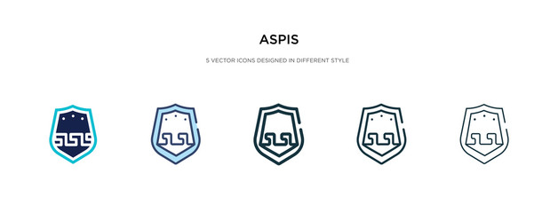 aspis icon in different style vector illustration. two colored and black aspis vector icons designed in filled, outline, line and stroke style can be used for web, mobile, ui