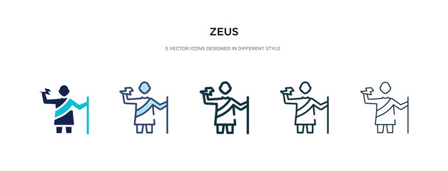 zeus icon in different style vector illustration. two colored and black zeus vector icons designed in filled, outline, line and stroke style can be used for web, mobile, ui