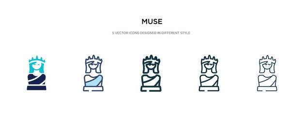 muse icon in different style vector illustration. two colored and black muse vector icons designed in filled, outline, line and stroke style can be used for web, mobile, ui - obrazy, fototapety, plakaty