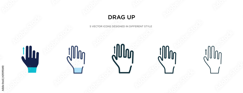 Poster drag up icon in different style vector illustration. two colored and black drag up vector icons desi