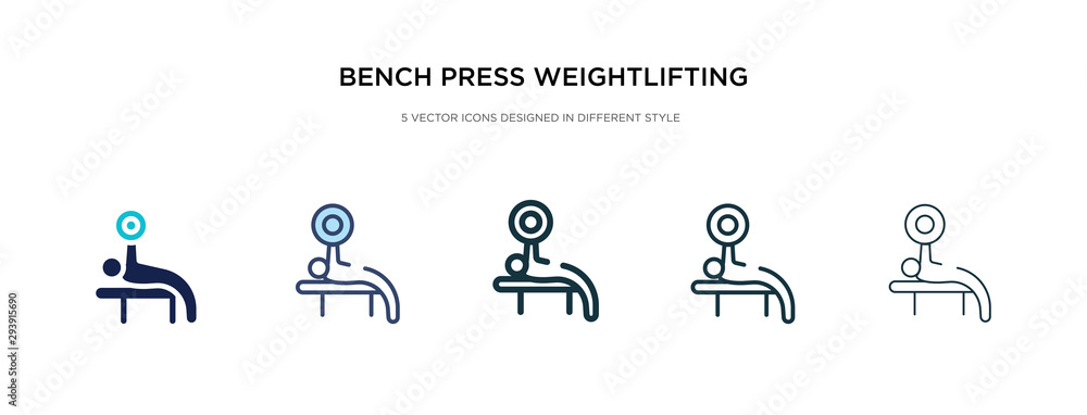 Poster bench press weightlifting icon in different style vector illustration. two colored and black bench p
