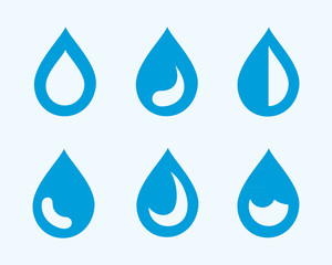 Drop Water Icons Isolated on blue background