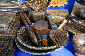Assortment of wooden kitchen utensils