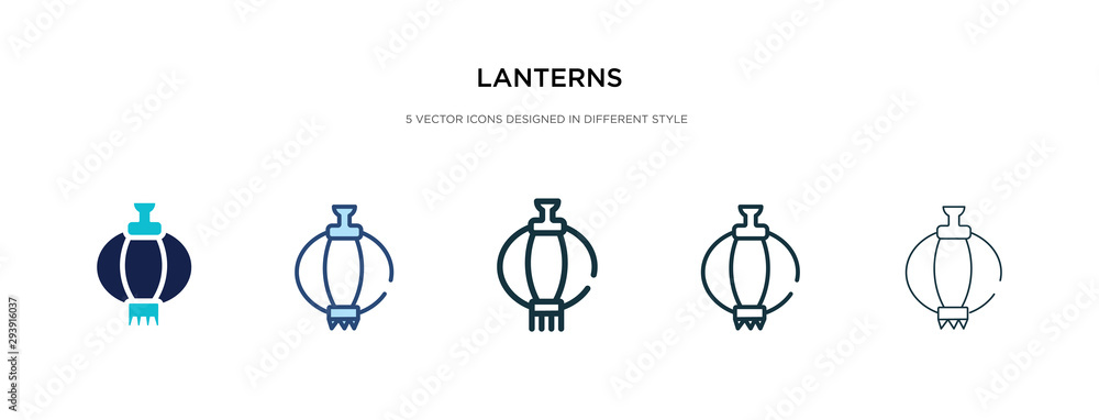 Poster lanterns icon in different style vector illustration. two colored and black lanterns vector icons de