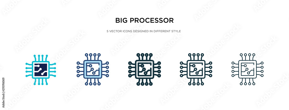 Poster big processor icon in different style vector illustration. two colored and black big processor vecto