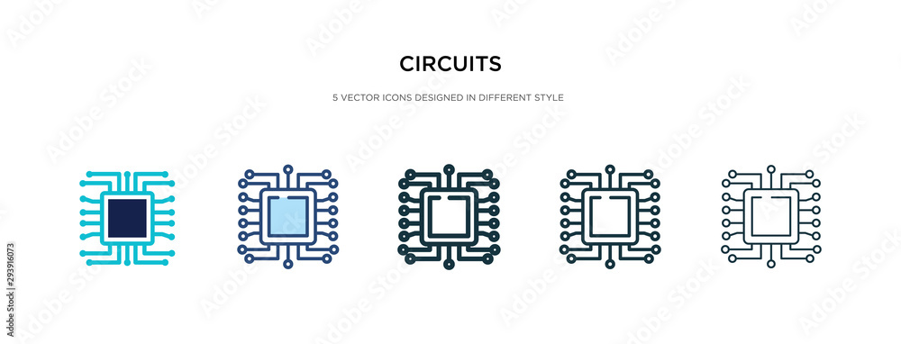 Poster circuits icon in different style vector illustration. two colored and black circuits vector icons de