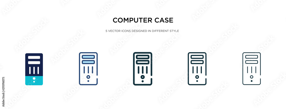 Poster computer case icon in different style vector illustration. two colored and black computer case vecto