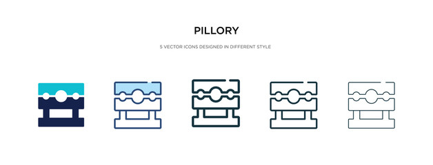 pillory icon in different style vector illustration. two colored and black pillory vector icons designed in filled, outline, line and stroke style can be used for web, mobile, ui - obrazy, fototapety, plakaty