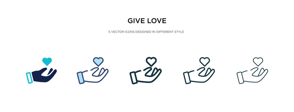 give love icon in different style vector illustration. two colored and black give love vector icons designed in filled, outline, line and stroke style can be used for web, mobile, ui