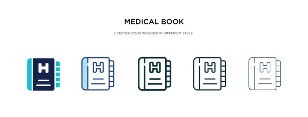 medical book icon in different style vector illustration. two colored and black medical book vector icons designed in filled, outline, line and stroke style can be used for web, mobile, ui