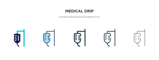 medical drip icon in different style vector illustration. two colored and black medical drip vector icons designed in filled, outline, line and stroke style can be used for web, mobile, ui