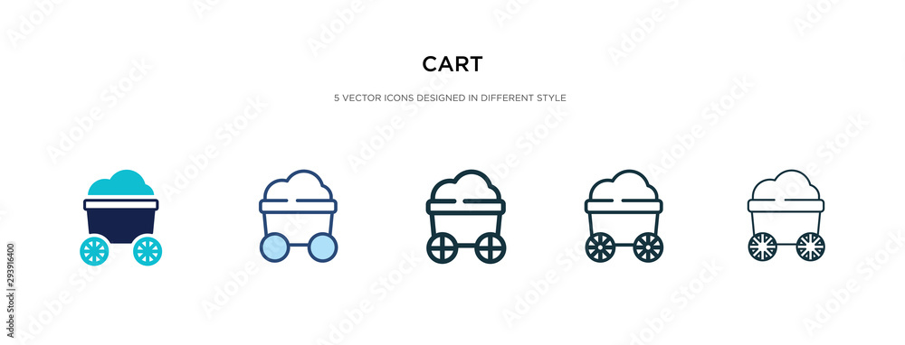 Poster cart icon in different style vector illustration. two colored and black cart vector icons designed i