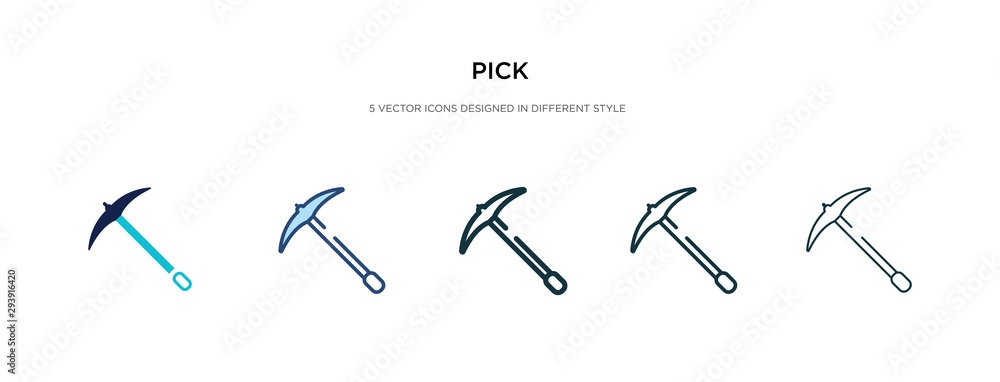 Poster pick icon in different style vector illustration. two colored and black pick vector icons designed i