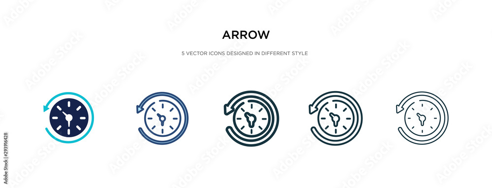 Aufkleber arrow icon in different style vector illustration. two colored and black arrow vector icons designed