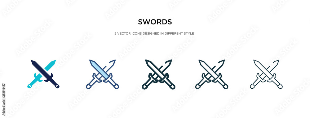Poster swords icon in different style vector illustration. two colored and black swords vector icons design