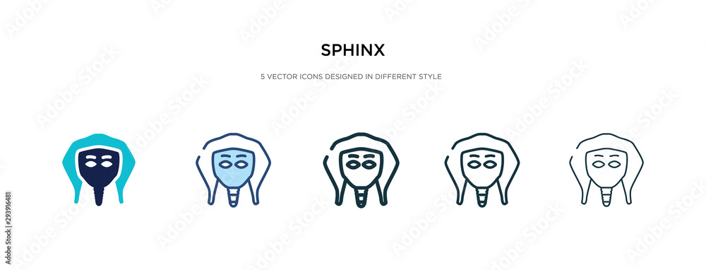 Poster sphinx icon in different style vector illustration. two colored and black sphinx vector icons design