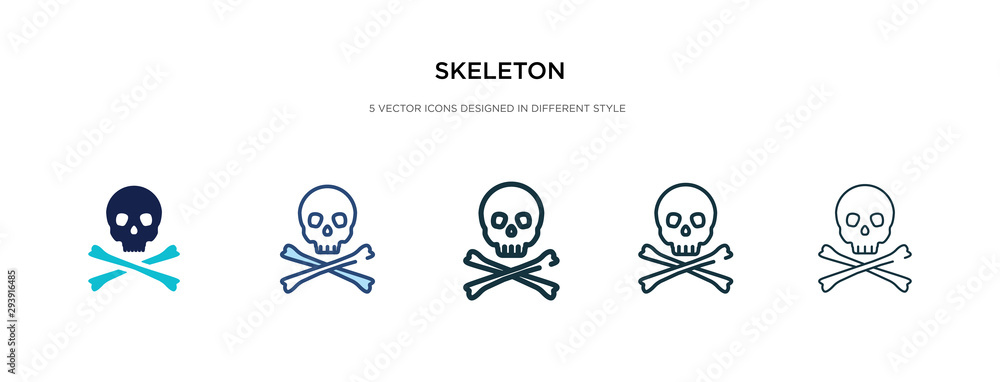 Poster skeleton icon in different style vector illustration. two colored and black skeleton vector icons de