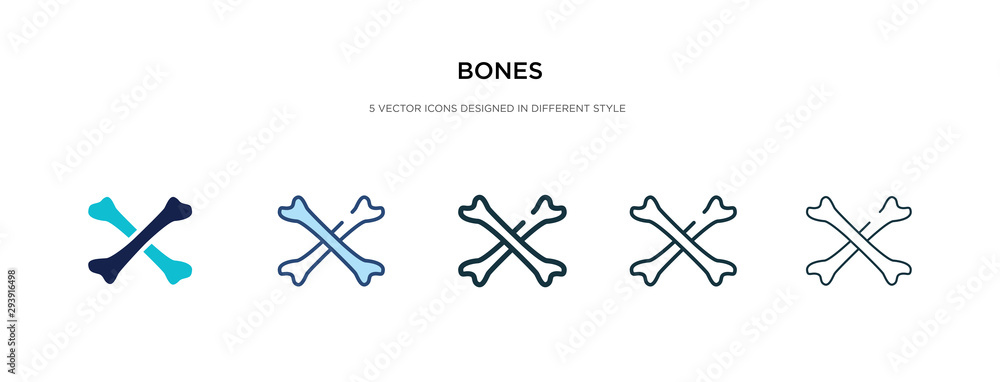 Poster bones icon in different style vector illustration. two colored and black bones vector icons designed
