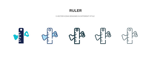 ruler icon in different style vector illustration. two colored and black ruler vector icons designed in filled, outline, line and stroke style can be used for web, mobile, ui