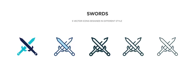 Fotobehang swords icon in different style vector illustration. two colored and black swords vector icons designed in filled, outline, line and stroke style can be used for web, mobile, ui © zaurrahimov