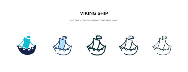 viking ship icon in different style vector illustration. two colored and black viking ship vector icons designed in filled, outline, line and stroke style can be used for web, mobile, ui