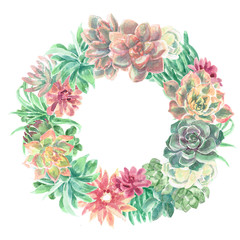 Watercolor Succulent Wreath