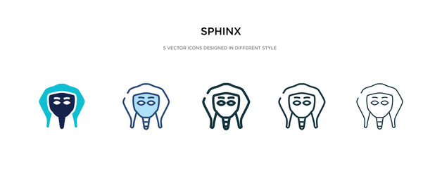 sphinx icon in different style vector illustration. two colored and black sphinx vector icons designed in filled, outline, line and stroke style can be used for web, mobile, ui