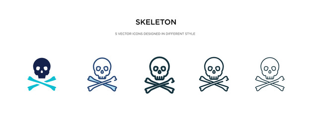 skeleton icon in different style vector illustration. two colored and black skeleton vector icons designed in filled, outline, line and stroke style can be used for web, mobile, ui