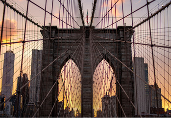 Brooklyn bridge at sunset