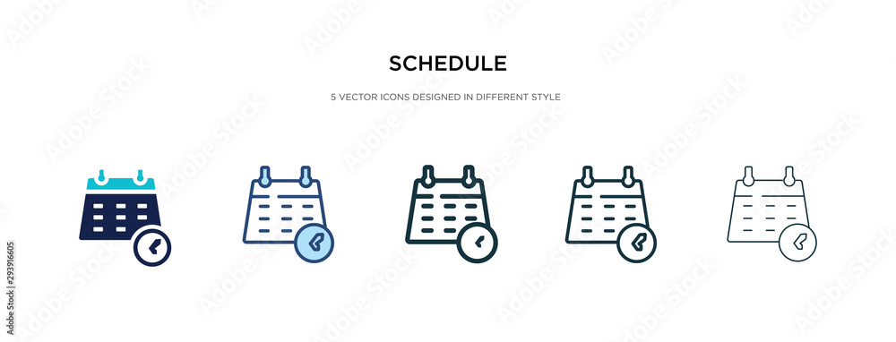 Poster schedule icon in different style vector illustration. two colored and black schedule vector icons de
