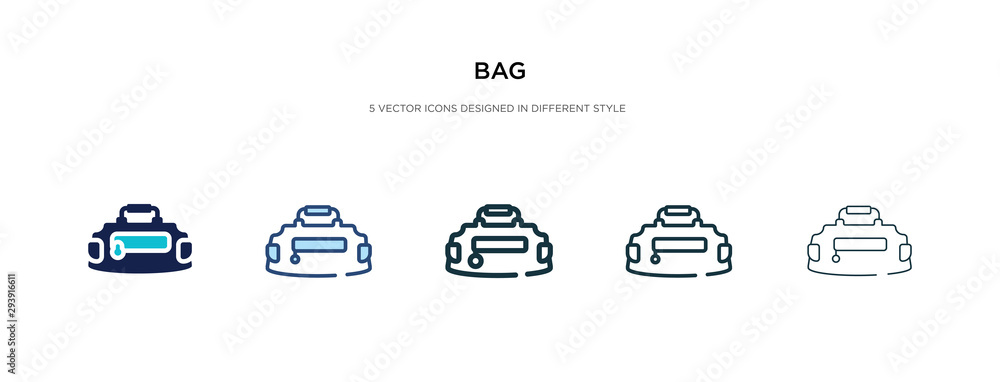 Poster bag icon in different style vector illustration. two colored and black bag vector icons designed in 
