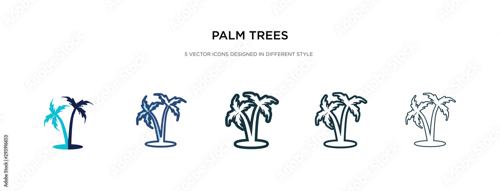 Aufkleber palm trees icon in different style vector illustration. two colored and black palm trees vector icon