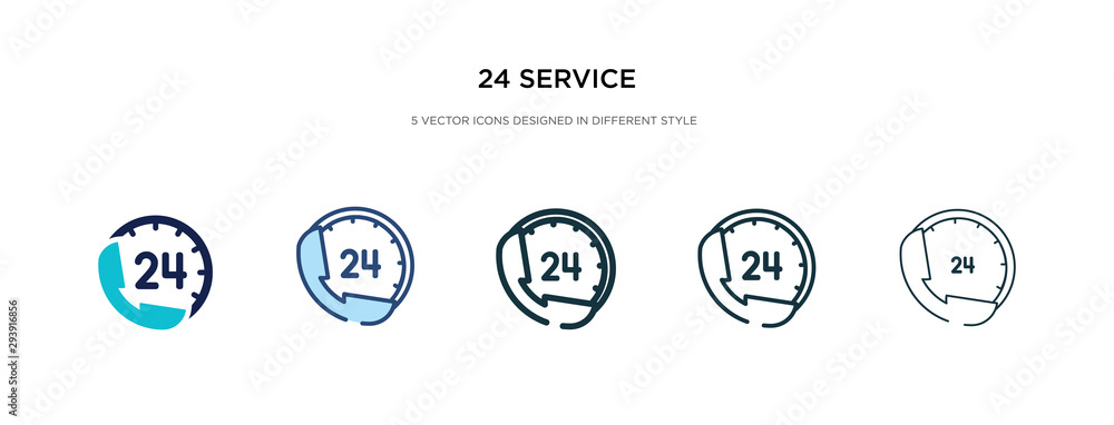 Poster 24 service icon in different style vector illustration. two colored and black 24 service vector icon