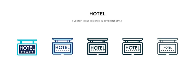 hotel icon in different style vector illustration. two colored and black hotel vector icons designed in filled, outline, line and stroke style can be used for web, mobile, ui