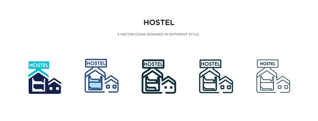 hostel icon in different style vector illustration. two colored and black hostel vector icons designed in filled, outline, line and stroke style can be used for web, mobile, ui