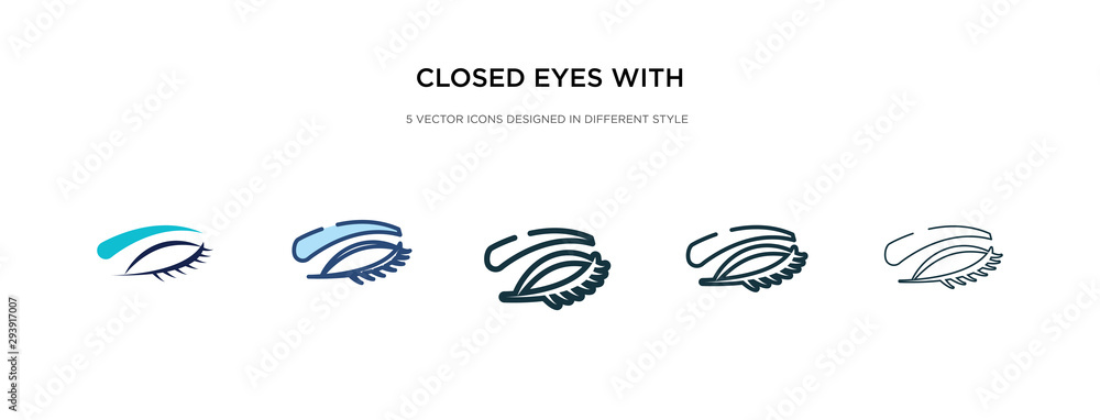 Aufkleber closed eyes with lashes and brows icon in different style vector illustration. two colored and black