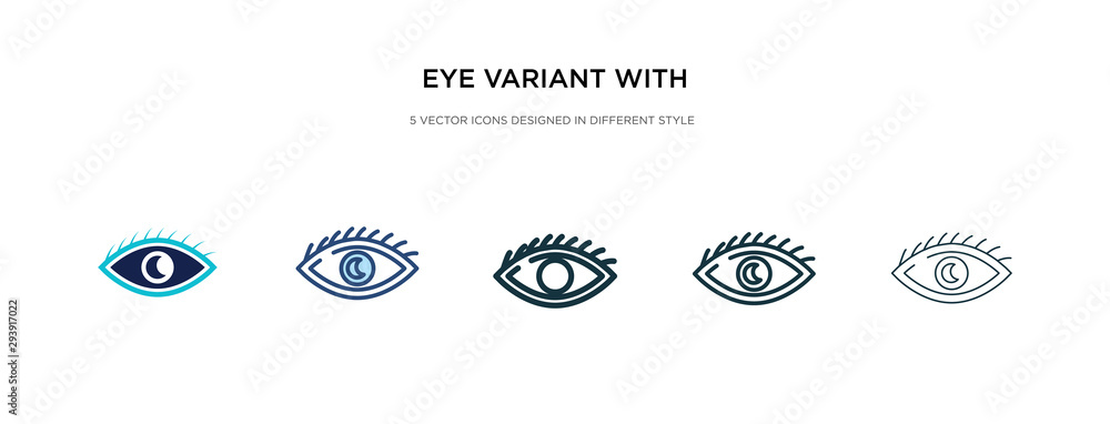 Aufkleber eye variant with enlarged pupil icon in different style vector illustration. two colored and black e