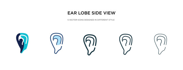 ear lobe side view icon in different style vector illustration. two colored and black ear lobe side view vector icons designed in filled, outline, line and stroke style can be used for web, mobile,