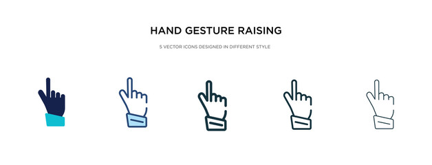 hand gesture raising the index finger icon in different style vector illustration. two colored and black hand gesture raising the index finger vector icons designed in filled, outline, line and