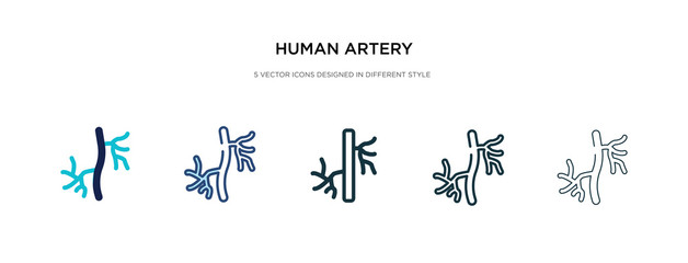 human artery icon in different style vector illustration. two colored and black human artery vector icons designed in filled, outline, line and stroke style can be used for web, mobile, ui
