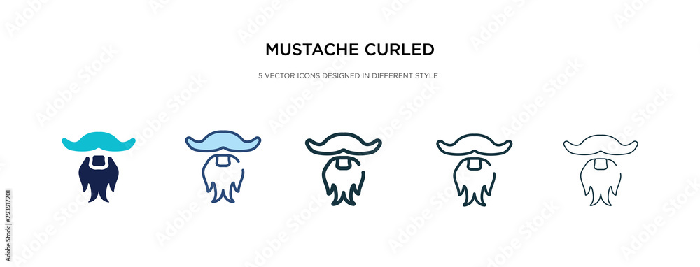 Poster mustache curled tip variant icon in different style vector illustration. two colored and black musta