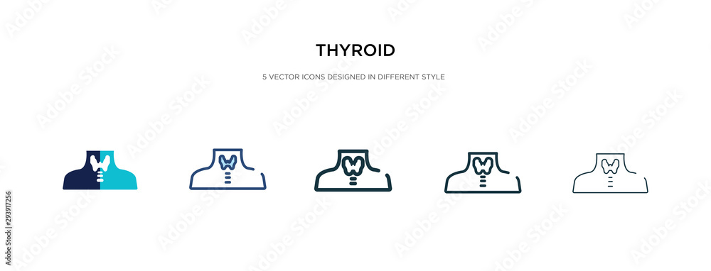 Poster thyroid icon in different style vector illustration. two colored and black thyroid vector icons desi