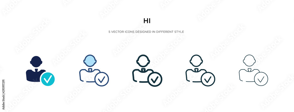 Aufkleber hi icon in different style vector illustration. two colored and black hi vector icons designed in fi