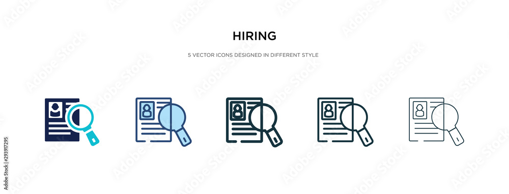 Poster hiring icon in different style vector illustration. two colored and black hiring vector icons design