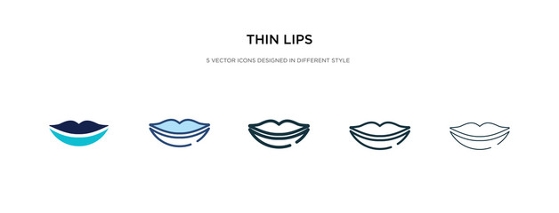 thin lips icon in different style vector illustration. two colored and black thin lips vector icons designed in filled, outline, line and stroke style can be used for web, mobile, ui