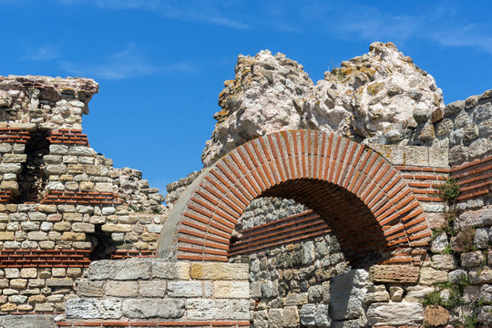 Ruins of Fortifications at old town of Nesebar, Bulgaria