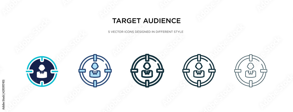 Poster target audience icon in different style vector illustration. two colored and black target audience v