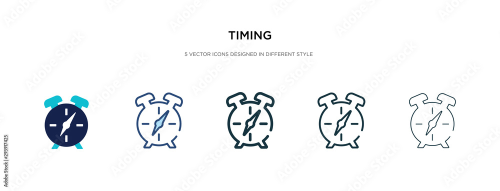 Poster timing icon in different style vector illustration. two colored and black timing vector icons design