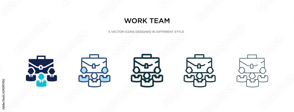 Aufkleber work team icon in different style vector illustration. two colored and black work team vector icons 