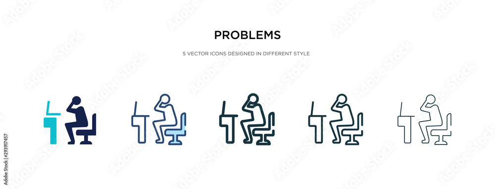 Poster problems icon in different style vector illustration. two colored and black problems vector icons de